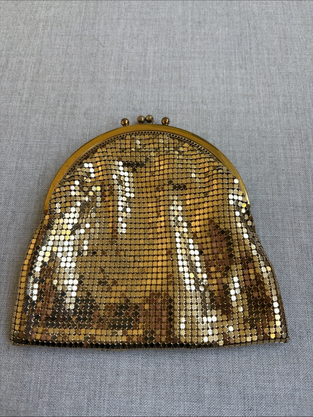 Vintage Whiting & Davis Gold Mesh Kiss-Lock Evening Clutch